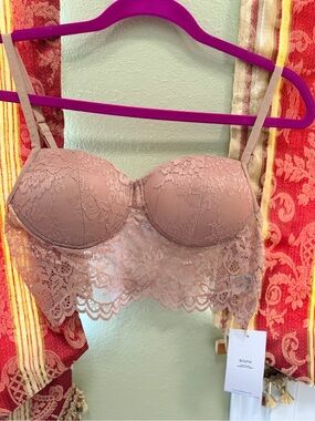 Blush Lace Longline Bralette - Blush